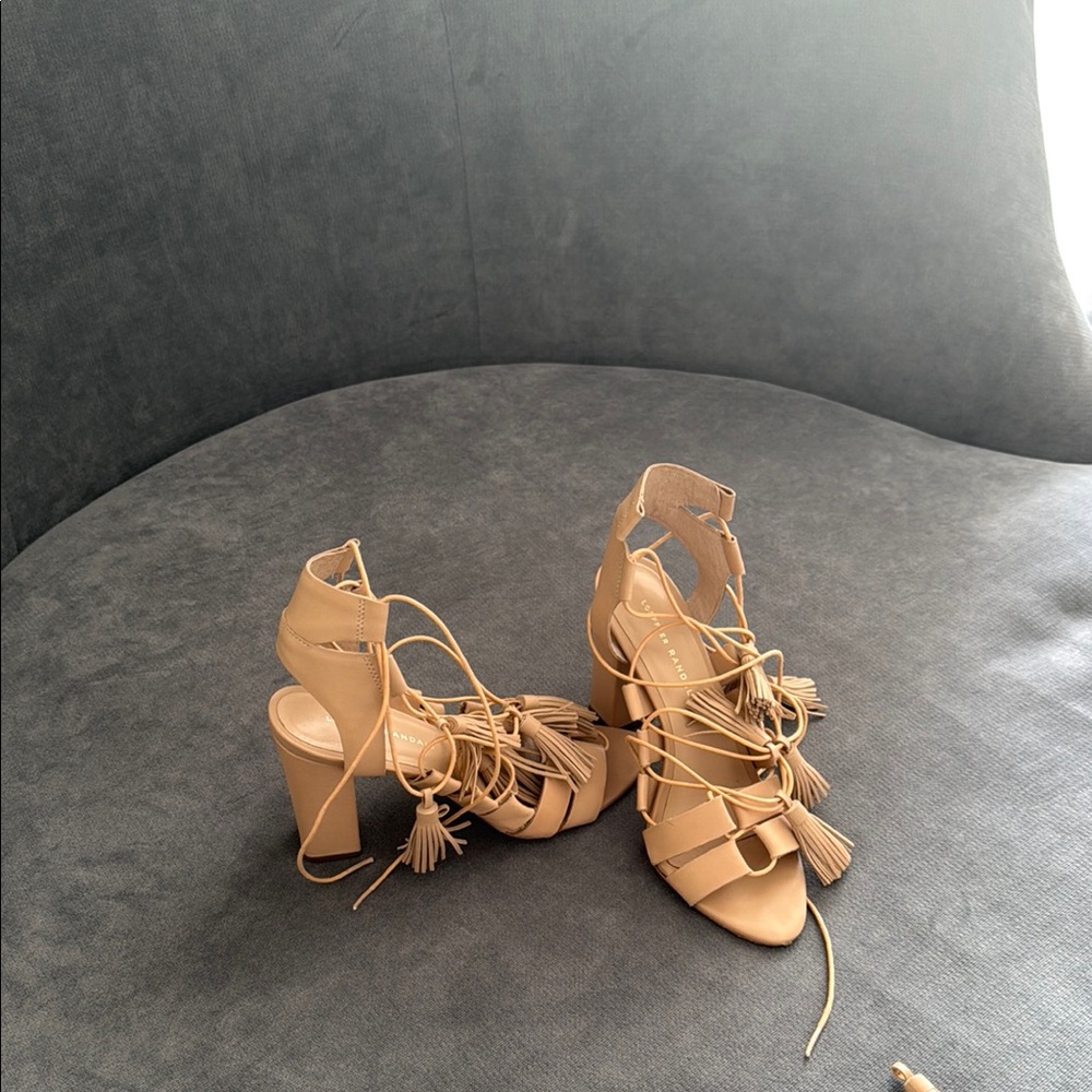 Loeffler Randall Tan Strappy Block Heels worn twice